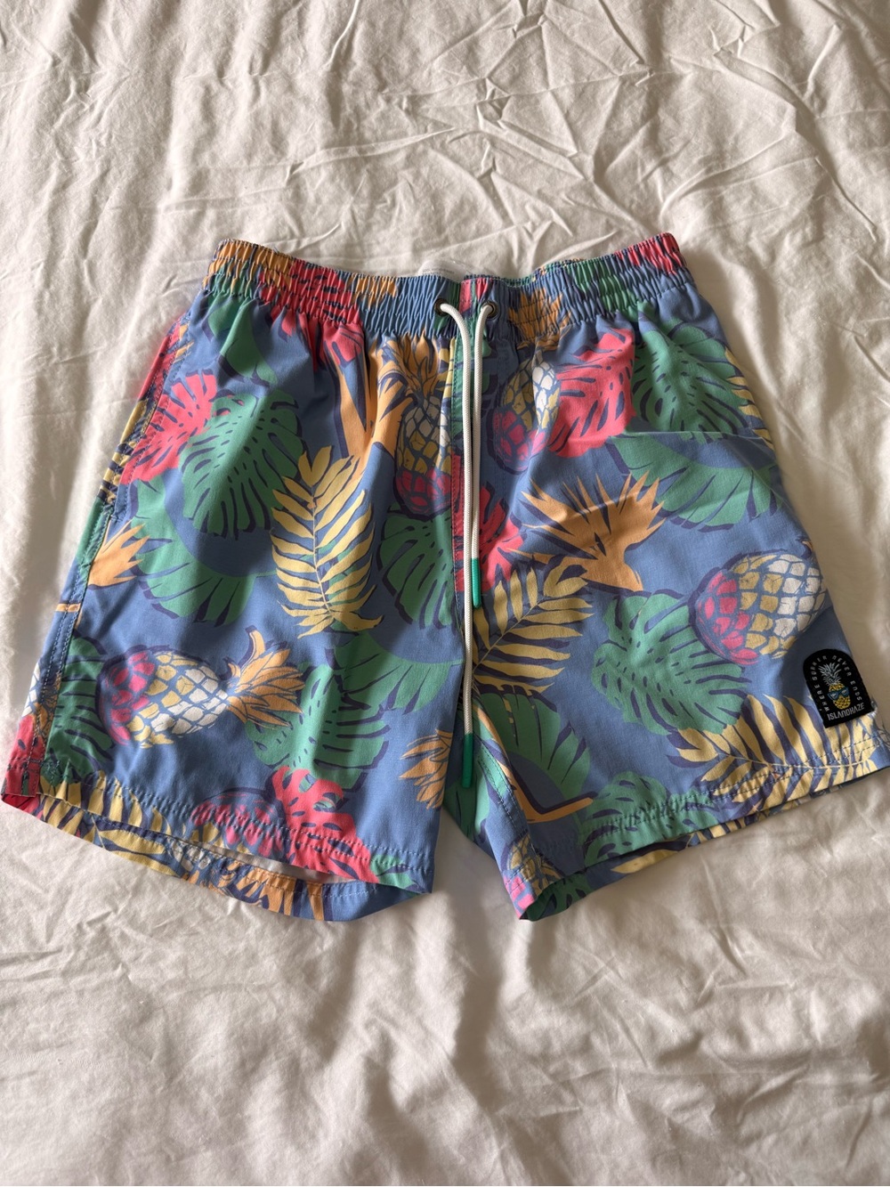Islandhaze Men's Tropical Pineapple Swim Trunks - Blue, Green, Yellow